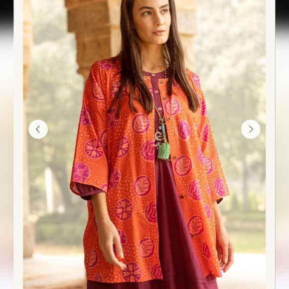Gudrun Sjoden Tops - GUDRUN SJODEN KRISTINA layering Boho Orange Pink Festival Women’s Tunic Jacket